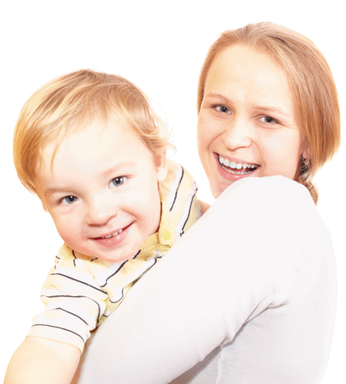 אמא וילד שמחים שקוף